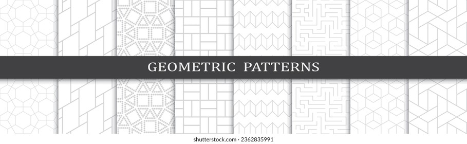 Set of business seamless patterns. Abstract business  graphic design print pattern. Seamless geometric gray lines business pattern.