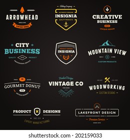 Set of business sign graphics and text logo designs