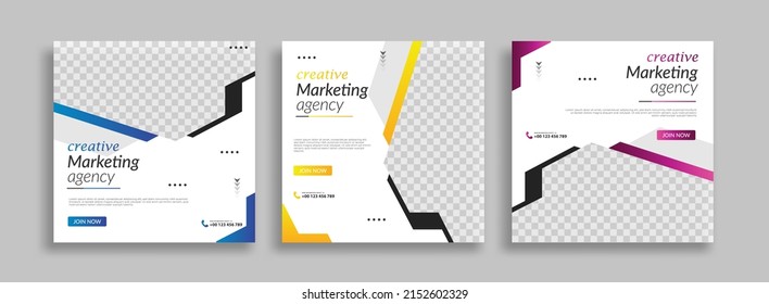 Set business sosial media post template design vector
