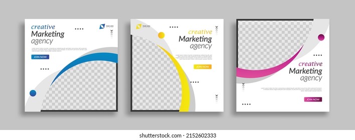 Set business sosial media post template design vector