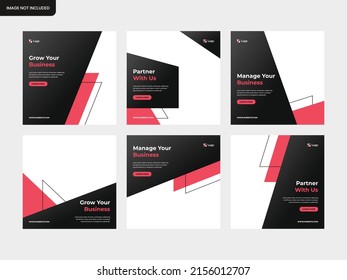 Set of business square banner for flyer and social media post feed template