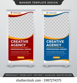 set of business stand banner template design with abstract and modern style