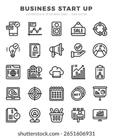 Set of Business Start Up icons in Lineal style. Lineal Icons symbol collection.