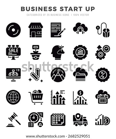 Set of Business Start Up Icons. Simple line art style icons pack.