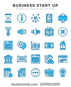 Conjunto de ícones de Inicialização de Negócios. Ilustração de vetor.