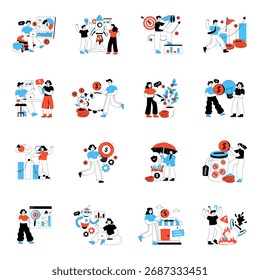 Set of Business Startup Flat Illustrations