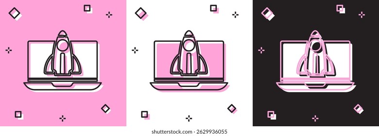 Set Business startup project concept icon isolated on pink and white, black background. Symbol of new business, entrepreneurship, innovation and technology.  Vector