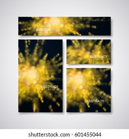 Set of business stationery template. Multicolored explosive clouds of powder dye. Vector art illustration of dusty colorful explosions. Applicable for poster, banner, brochure, card or flyer design