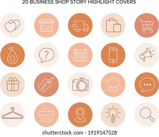 set of business story highlight covers peach pink neutral social media