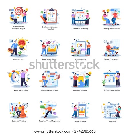 Set of Business Strategy Flat Illustrations