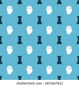 Set Business strategy and Human head puzzles strategy on seamless pattern. Vector