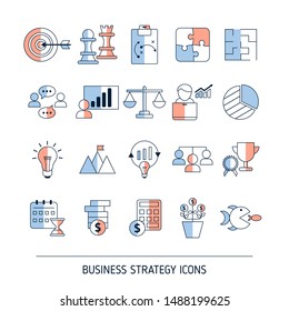 Set of business strategy icons. Vector illustration.