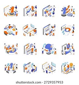 Set of Business Strategy Isometric Illustrations