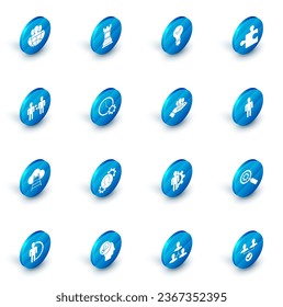 Set Business strategy, Light bulb and check mark, Piece of puzzle, Project team base, Ladder leading to cloud, Time Management, User man business suit and  icon. Vector