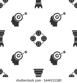 Set Business strategy, Project team base and Head hunting concept on seamless pattern. Vector
