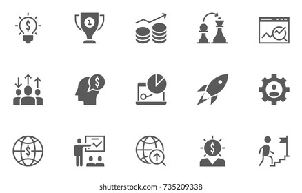 Set of Business Strategy Related Vector Icons.