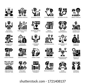 Set of business strategy thin line and pixel perfect icons for any web and app project. 
