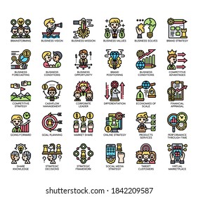 Set of business strategy thin line and pixel perfect icons for any web and app project. 