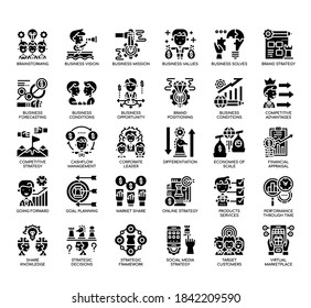 Set of business strategy thin line and pixel perfect icons for any web and app project. 