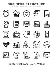 Set of Business Structure icons in Lineal style. Lineal Icons symbol collection.
