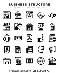 Set of Business Structure icons in Lineal Filled style. Lineal Filled Icons symbol collection.