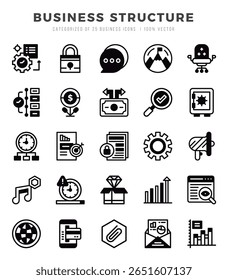 Set of Business Structure icons in Lineal Filled style. Lineal Filled Icons symbol collection.