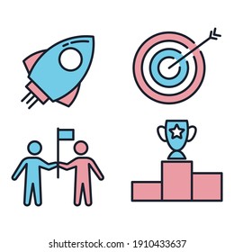 Set of business target and goal icon. Business goal pack symbol template for graphic and web design collection logo vector illustration