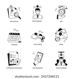 Set of Business Tasks Linear Icons 

