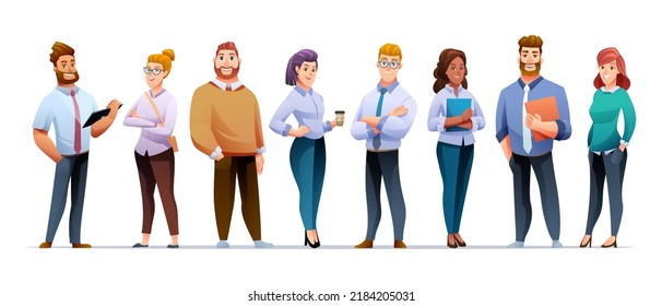 Set of business team cartoon characters