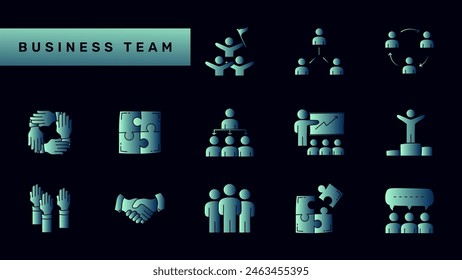 Conjunto de diseño de icono de degradado de equipo de negocios