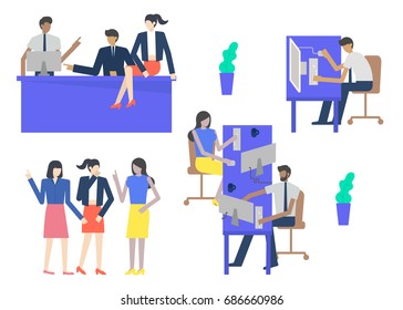 Set of business team . Vector illustration in a flat style.