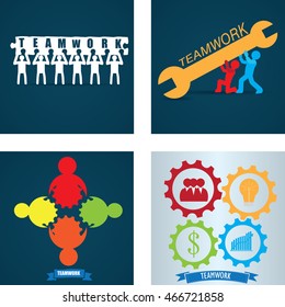 Set of Business teamwork concept designs, Vector illustration