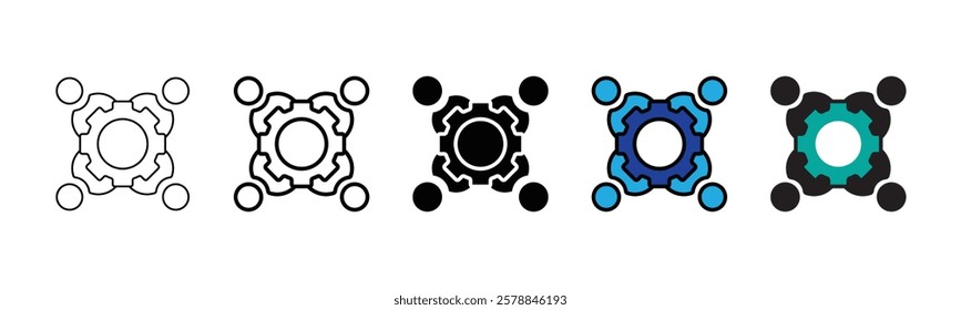 Set of business teamwork icon. Containing team, cooperation, group, people, organization, collaboration, communication, partnership, leadership, support, unity, community. Vector illustration