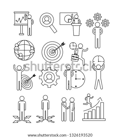 set business teamwork with office strategy