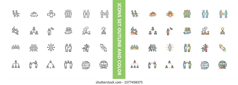 Set of business teamwork vector icons. 