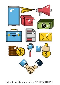 Set of business and technology icons