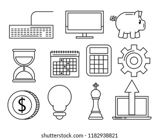 Set of business and technology icons