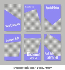 set of business template design, blue geometric background.