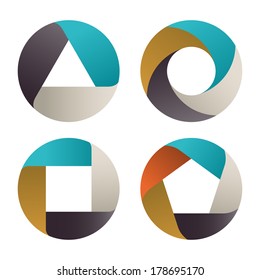 Set Business Template Options Banners. Cyclical Process. Diagram. Circular Arrows. Abstract Design Logo. Logotype Art - Vector 