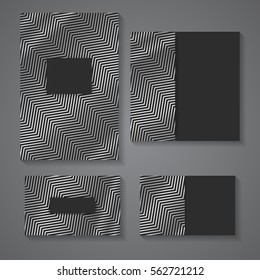 Set of Business templates with abstract silver lines 