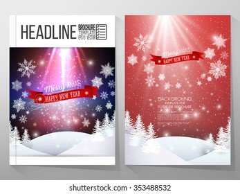 Set of business templates for brochure, flyer or booklet. Merry Christmas and happy New Year vector background.