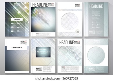 Set of business templates for brochure, flyer or booklet. Abstract science or technology vector background.