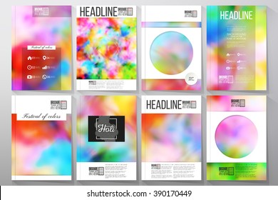 Set of business templates for brochure, flyer or booklet. Colorful background for Holi celebration, vector illustration