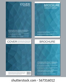 Set of business templates for brochure, flyer, cover magazine in A4 size, with triangles. Geometric abstract background. Vector illustration.