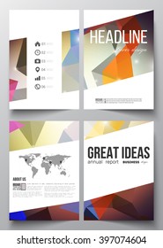 Set of business templates for brochure, magazine, flyer, booklet or annual report. Abstract colorful polygonal background, modern stylish triangle vector texture.