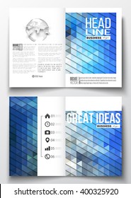 Set of business templates for brochure, magazine, flyer, booklet or annual report. Abstract colorful polygonal background, modern stylish triangle vector texture.