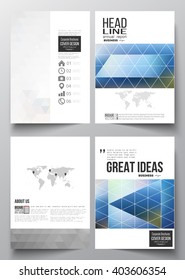 Set of business templates for brochure, magazine, flyer, booklet or annual report. Abstract colorful polygonal background with blurred image on it, modern stylish triangle vector texture. 