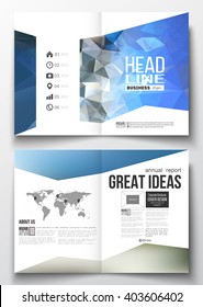 Set of business templates for brochure, magazine, flyer, booklet or annual report. Abstract colorful polygonal background with blurred image on it, modern stylish triangle vector texture. 