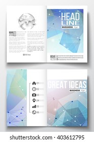 Set of business templates for brochure, magazine, flyer, booklet or annual report. Abstract colorful polygonal background, modern stylish triangle vector texture.