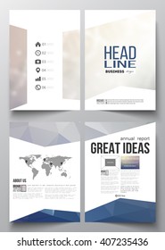Set of business templates for brochure, magazine, flyer, booklet or annual report. DNA molecule structure on a blue background. Science vector background.